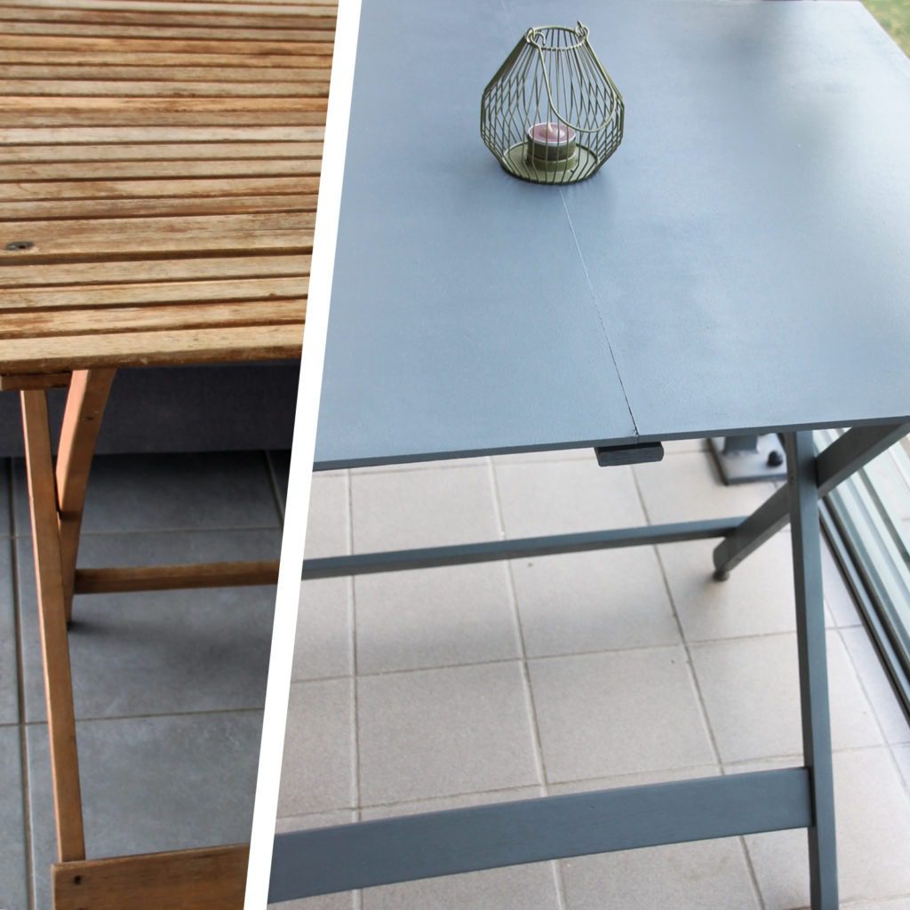 Décoratrice d'intérieur à Lyon - DIY Rénover sa table en bois de jardin - Avant après rénovation