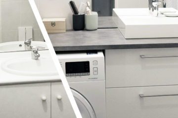 Décoratrice d'intérieur à Lyon - DIY Remplacer un meuble de salle de bain avec lave-linge intégré - Avant / après